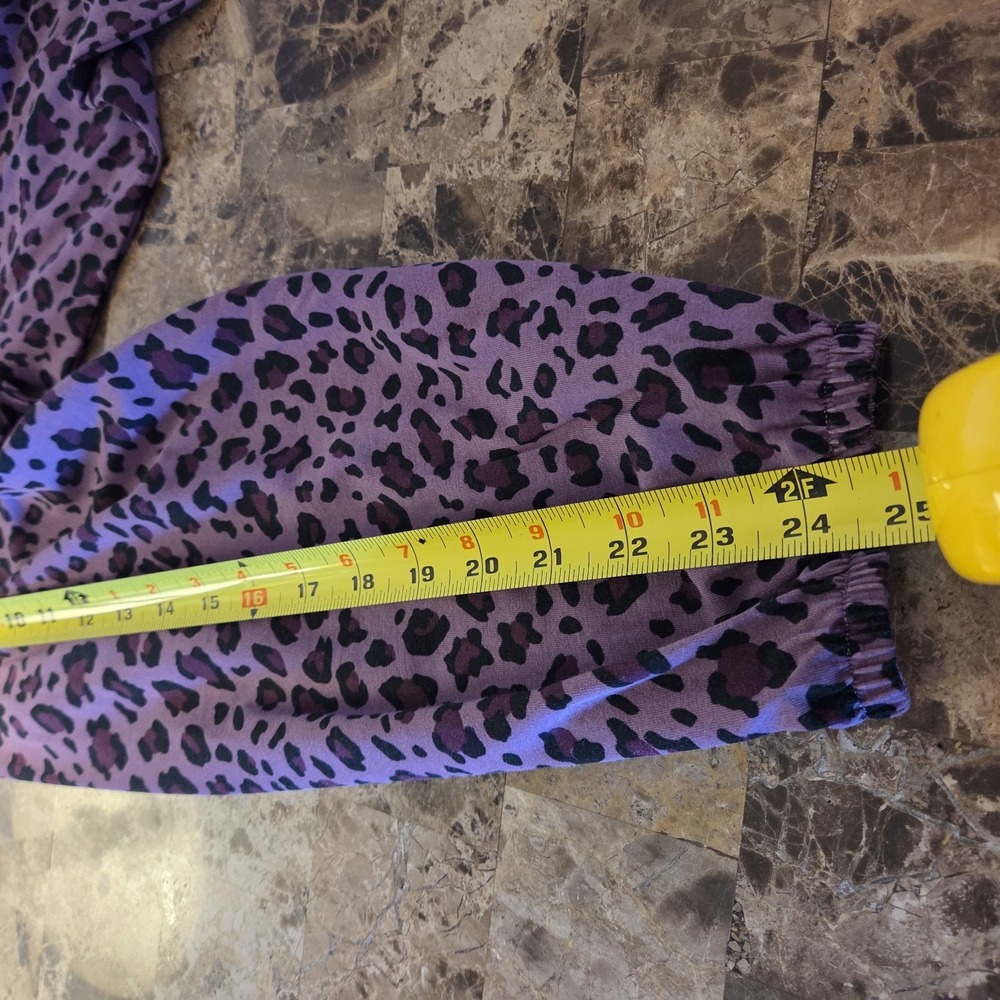 Belle Kim Gravel XL purple cheetah‎ tunic top faux leather trim casual bold fun - Picture 7 of 10